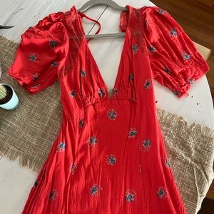 Small backless free people red dress